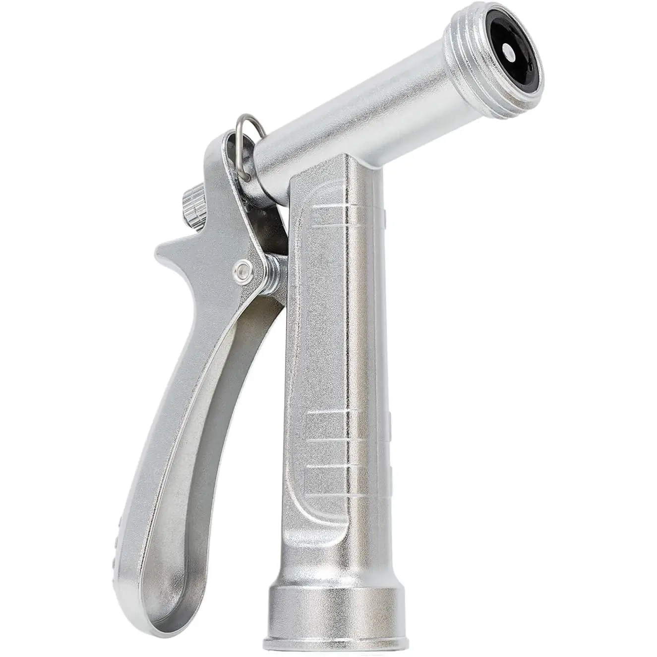 RESTMO 100% Metal Adjustable Garden Hose Nozzle - 5X Lifespan Rust-Proof Chrome Plated, Heavy Duty Zinc Alloy Pistol Grip, Threaded Front High Pressure Sprayer for Car Washing, Plant Watering, Adjustable Nozzle, Garden Hose Connector, 3/4 Inch, Universal