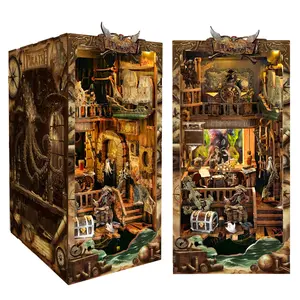 Wooden Book Nook Kit, Vintage Handcrafted 1 Box 3D Wooden Book Nook Kit with LED Light, DIY Book Nook Kit, Creative Handicraft Kit, Handmade Crafts for Birthday Gift