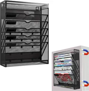 7-Tier No Drilling Magnetic Wall Hanging File Organizer, Vertical Holder Rack for File Cabinets, Whiteboard and Refrigerator