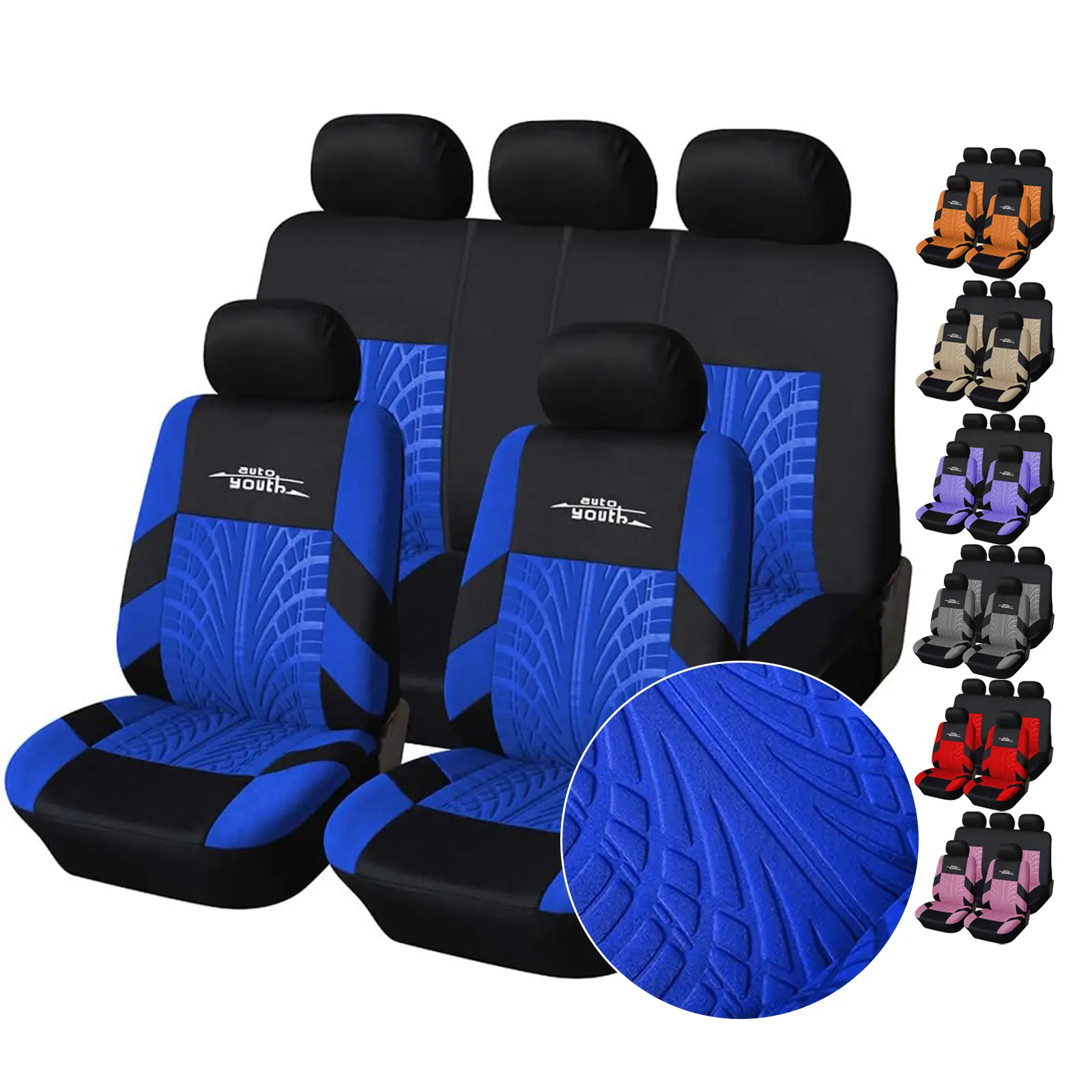Complete set of car seat protectors, universal breathable fabric car seat covers, suitable for most cars, SUVs, trucks, vans, car dust mats, essential