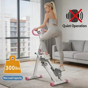Dufominc Low-Noise Foldable Vertical Stair Stepper Machine, Upright Feet Easy Exit Design 300lbs High Capacity Home Gym Equipment, 196N Upgraded Adjustable Resistance with Handlebar for Full-Body Fitness