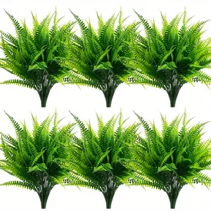 A plastic Boston fern artificial green plant suitable for indoor and outdoor decoration in homes, gardens and offices, Faux Fern Plant