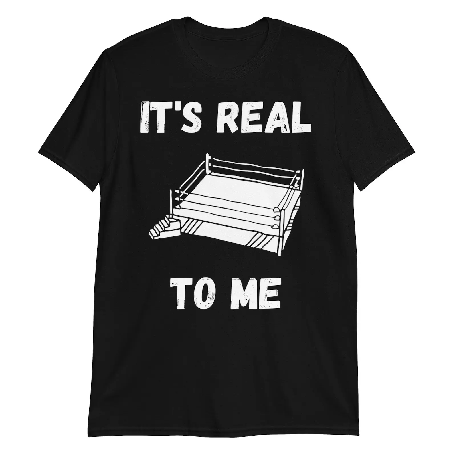 Men's Shortsleeve Graphic T-Shirt, Casual Menswear with Nostalgic Pro Wrestling Ring Design, Gift for Fans, Aew Fans, Athletic, Cool Design Ring, Cotton, Tshirt, Top, Round Neck, Unisex, Tops, Sportswear, Unisex Fit, Graphic Print, Love, Ring Detail