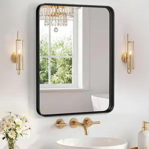 24x30 Inch Metal Framed Vanity Mirror, Rectangle Bathroom Mirror for Over Sink Wall, Matte Modern Decorative for Restroom Farmhouse