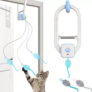 Pet Record Interactive Cat Toys for Indoor Cats：Rechargeable Electric Cat Teaser  – Interactive Door Clip Teaser for Cats, 2 Motion Modes (360° Spin & Irregular Jumping), Smart Auto Cat Toy for Exercise & Fun