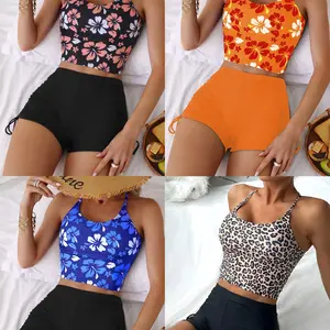 Bikini print high waist halter sexy bikini split swimsuit swimsuit