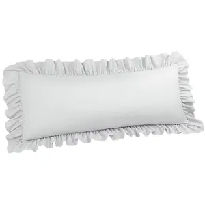 PiccoCasa Brushed Ruffle Body Pillowcases, Soft Breathable Pillow Covers with Envelope Closure, 4inch Hem Microfiber Long Pillow Case 20"x48" Light Gray