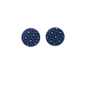 African Wax Print Earrings|Button Earrings|Stud Earrings|Blue Spotted Earrings