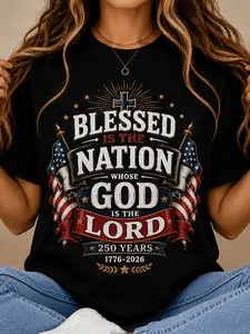 Plus Size Men' & Women' 250 Years Flag T-Shirt - 1776-2026 Patriotic Christian USA Suitable for Fourth of Casual Round Neck Short Sleeve Tee Independence Day Gift Apparel for Year-Round Wear