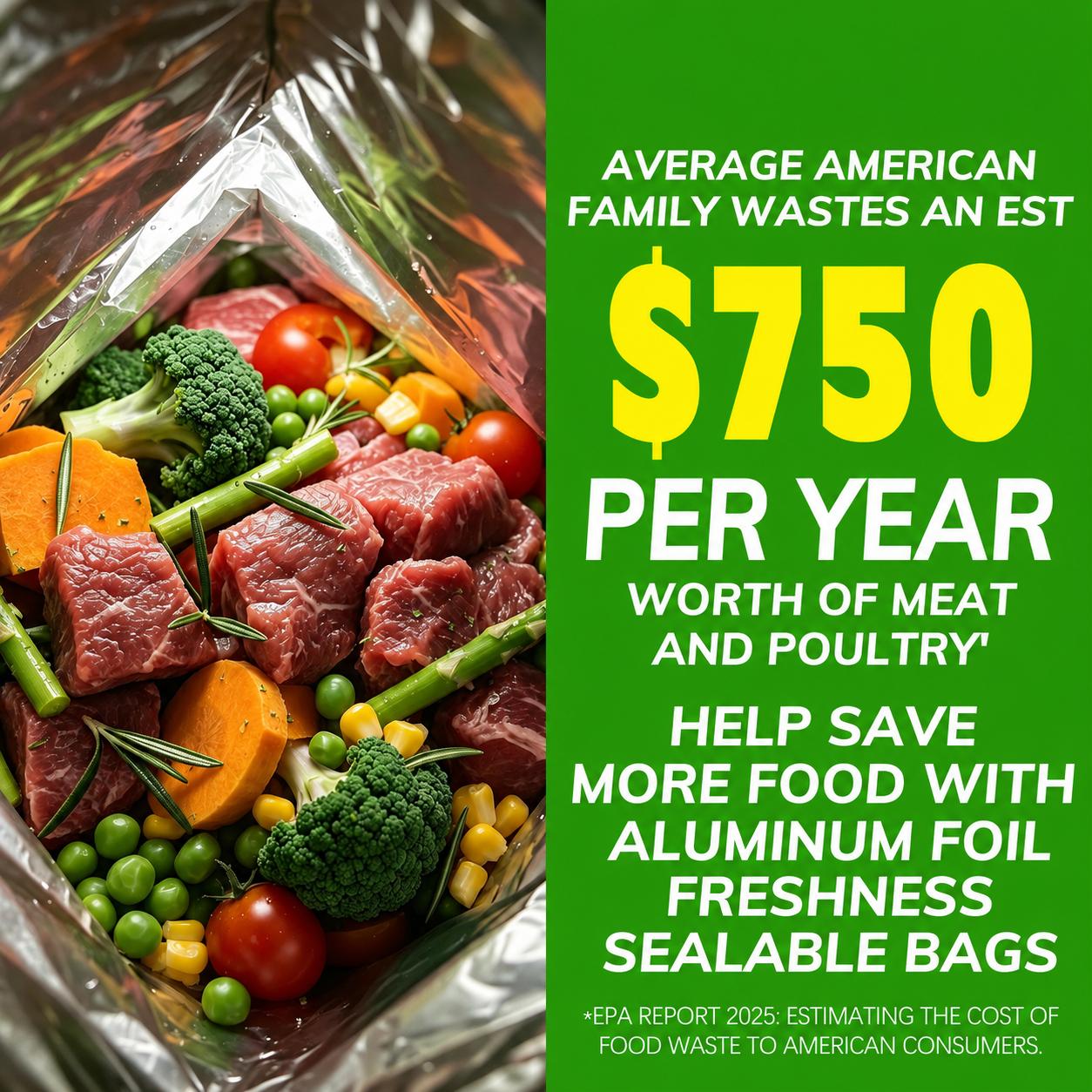 【TikTokShopBlackFriday】New reusable upgraded thickened upright aluminum foil sealing storage bags, with labels and zipper locks, suitable for washable kitchen items like vegetables, fruits, and meat, perfect for Thanksgiving, Christmas, and New Year gifts