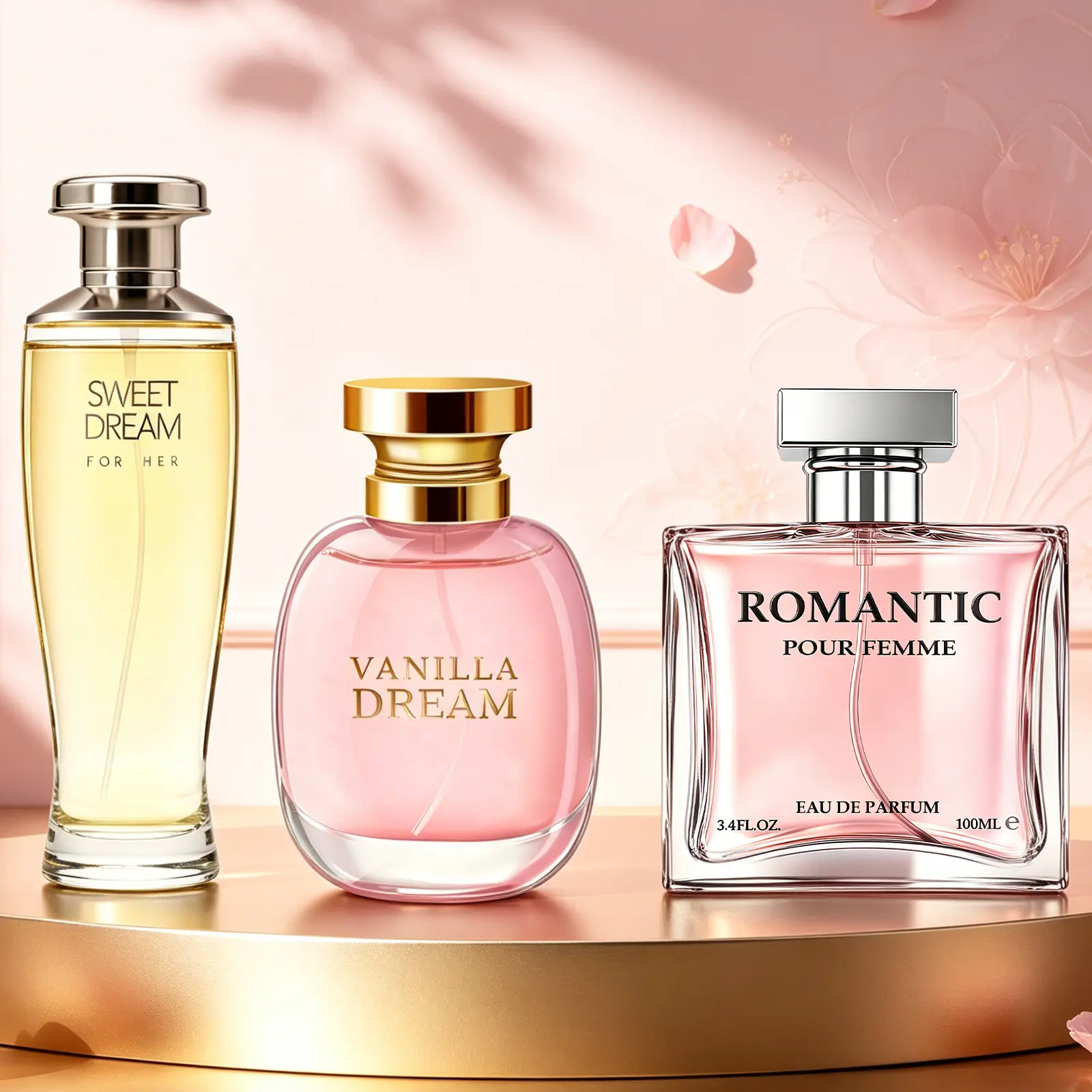 3-Pack Women's EDP, Fruity Floral + Oriental + Fruity Floral, 100ML/3.4 FL OZ Each, Rose Chamomile Ginger / Peony Vanilla Jasmine / Pear Citrus Wild Jasmine Gardenia, Long-Lasting, Perfect for Dates Daily Parties Business Gifting