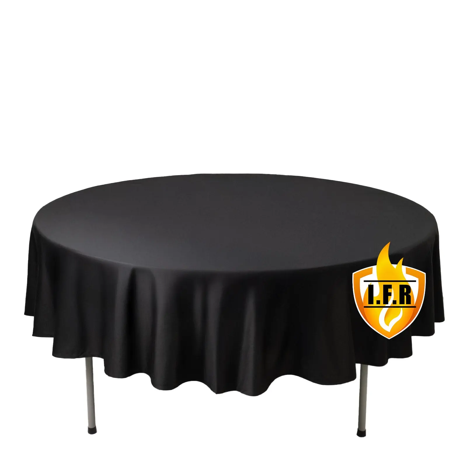 90inchsize Fire Retardant Scuba Tablecloth - 90in Round Black Polyester Cover, Wrinkle-Free, Stain-Resistant for Outdoor Tables, 90Inchdiam, Machinewash