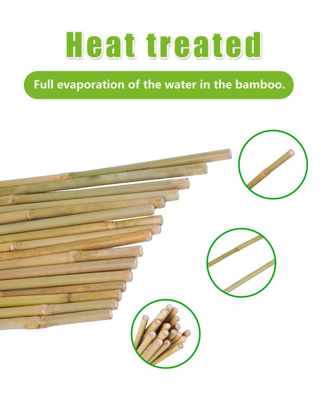 2FT-6FT Natural Bamboo Plant Stakes, Garden Support for Tomatoes & Flowers