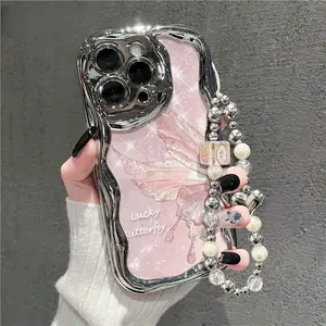 Pink Butterfly Phone Case for use with iphone 17 air 16 pro max 15 plus 14 pro 13/12/11 X/XS XSMAX Romantic fresh Satisfying aesthetic phone cases latest viral phone case Electroplated