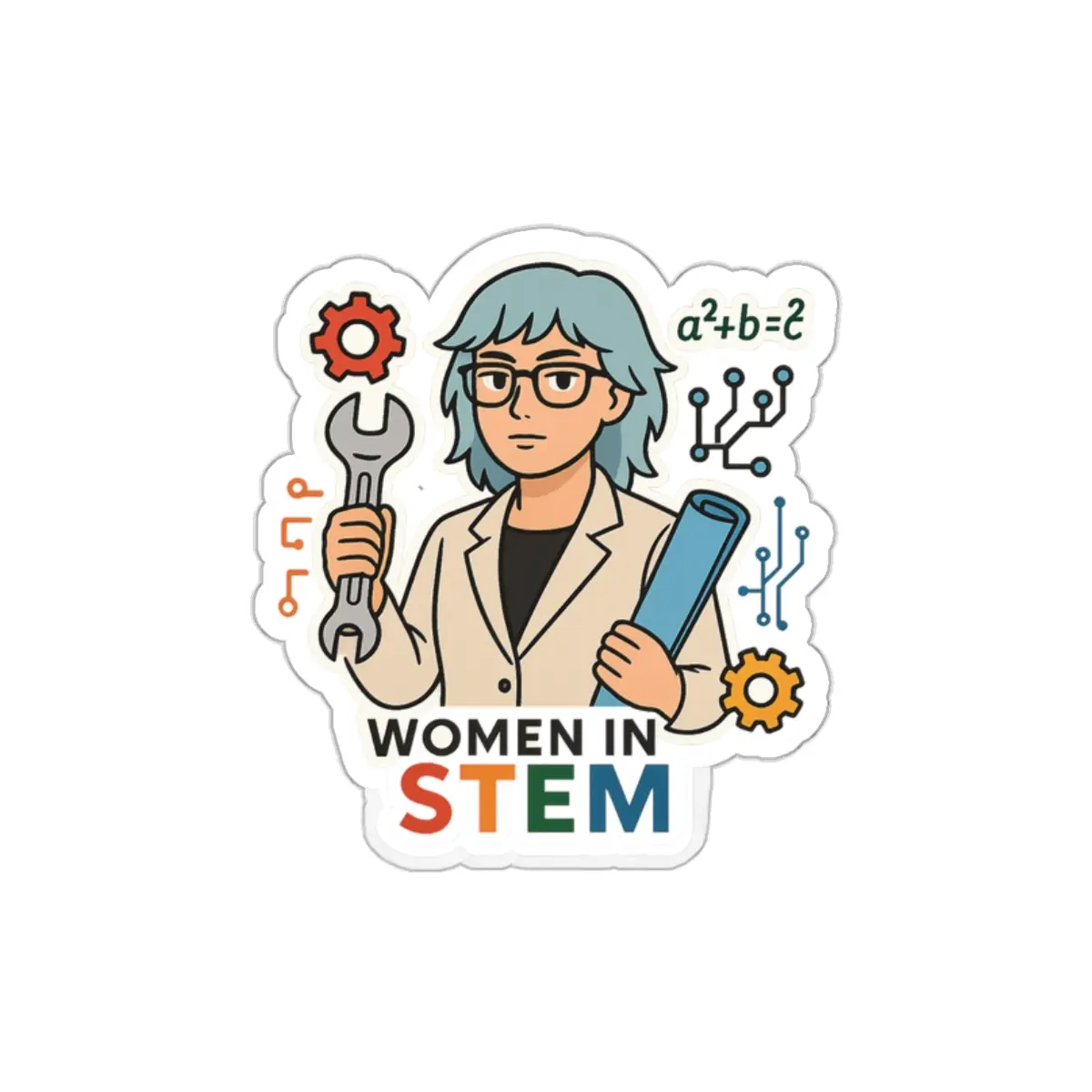 Empowering Women in STEM Die-Cut Stickers - Laptop Decals, Gift for STEM Enthusiasts, Women Empowerment, Science Stickers