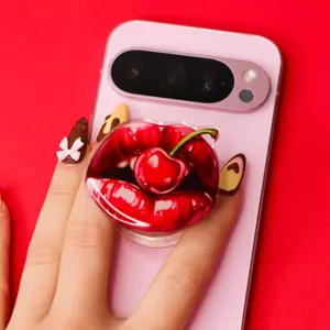 Cherry Lips Phone Grip, Retro-Style Bookish Griptok, Kindle Accessory, Gift For Her MagSafe PopGrip with Kickstand