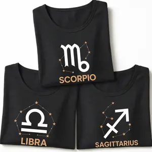 Zodiac Shirt Women Libra Scorpio Sagittarius Constellation Graphic Tee Vintage Horoscope Star Sign Casual Relaxed Fit Comf- Top Trend- Birthda- Gift Clothes Womenswear