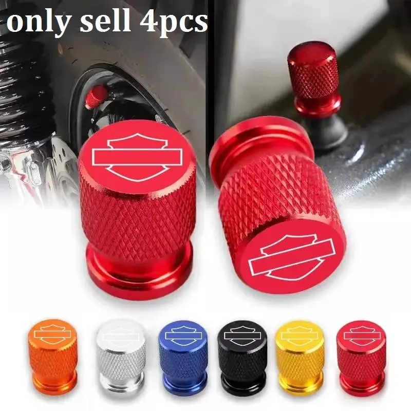 4PCS Alloy Car Wheel Tire Valve Cap Stem Dust Cover Motorcycle Car Parts For Harley Davidson Softail Sportster VRSC Touring X48 883 Street Tyre Caps