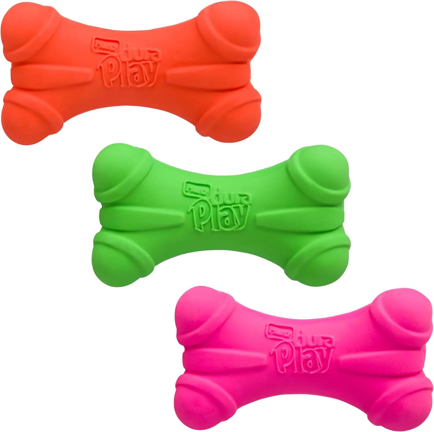 Hartz DuraPlay Bone Squeaky Latex Dog Toy 3-Pack - Non-Toxic, Rawhide-Free Bone-Shaped Chews & Interactive Squeak Toys for 20-50 lbs Medium Breeds