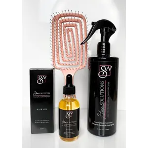 SW Hair Solutions | Hair Growth & Heat Protectant Set – Biotin Oil, Leave-In Conditioner & Detangling Brush