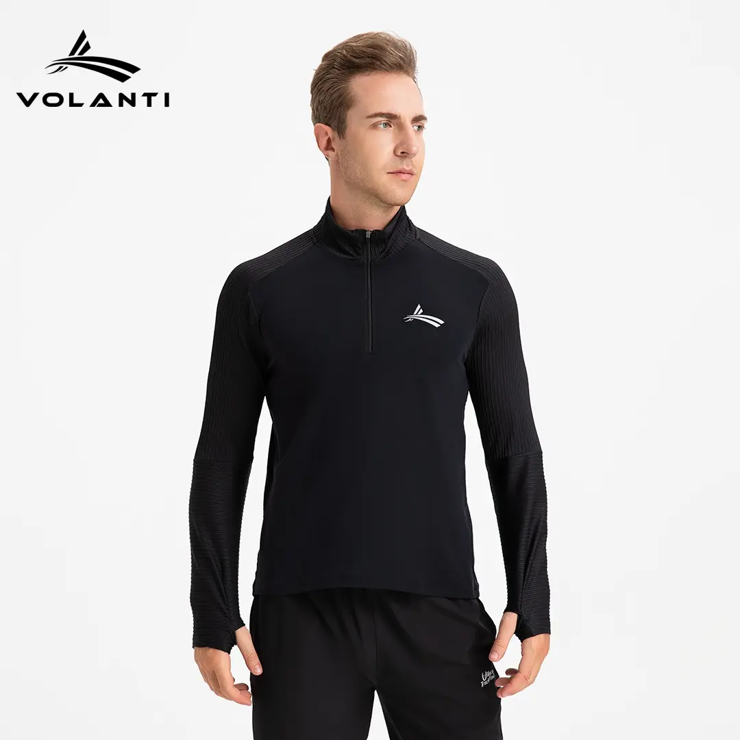 Volanti Threaded Smart Rotation Unisex Ribbed-Tech Quick-Dry Long-Sleeve Running Top | High-Elasticity Slim-Fit Dynamic Support Rapid-Dry Breathable Men's UV Protective Active Long Sleeve Shirt Moisture-Wicking Lightweight Zero-Pressure