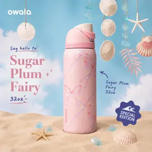 Owala 32oz FreeSip Water Bottle “Sugar Plum Fairy” – Leak Proof, Insulated Stainless Steel, Gym & Daily Hydration
