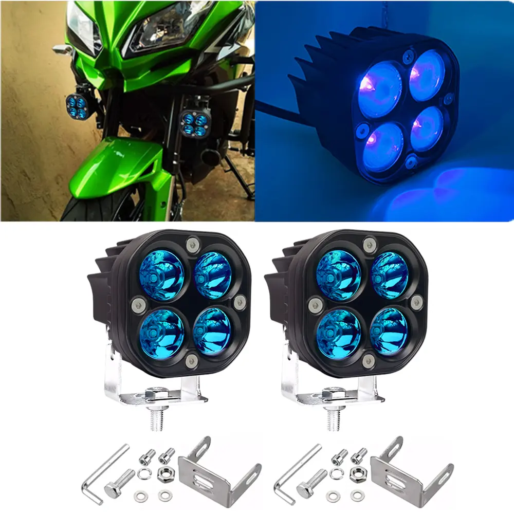 2PCS Led Pods Lights 3Inch 40W Led Driving Off Road Lighting 12V 24V Spot Cube Light Bar for 4WD Pickup Trucks Boat ATV UTV SUV Motorcycle Golf Tractor Blue Fog Light
