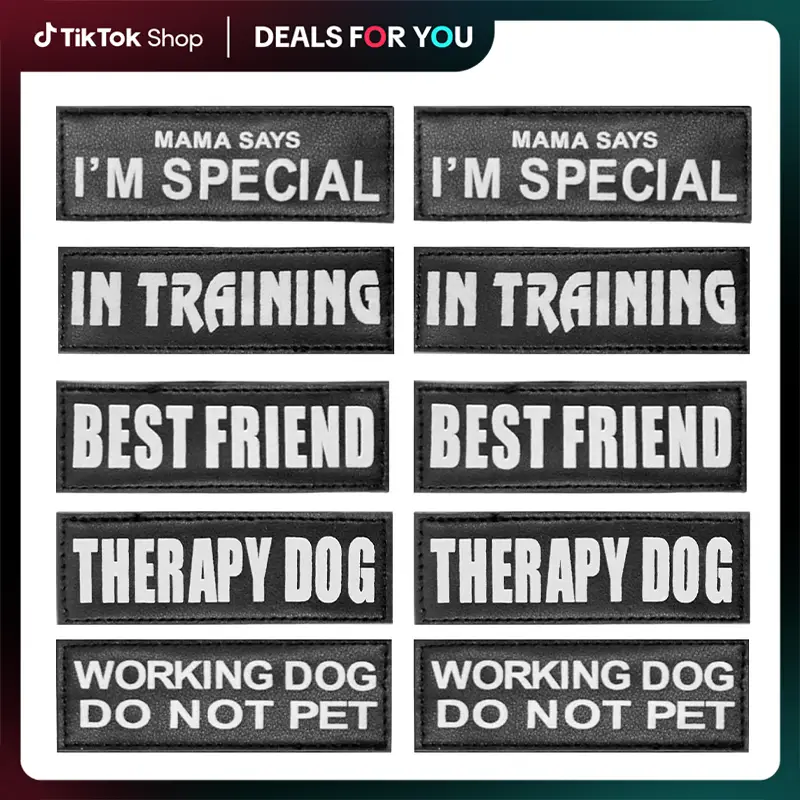 AUROTH Service Dog Patch 10 Pieces, Dog Vest Patches Service Dog in Training Patches, Reflective and Removable Dog Harness Patches for Service Dog Ves