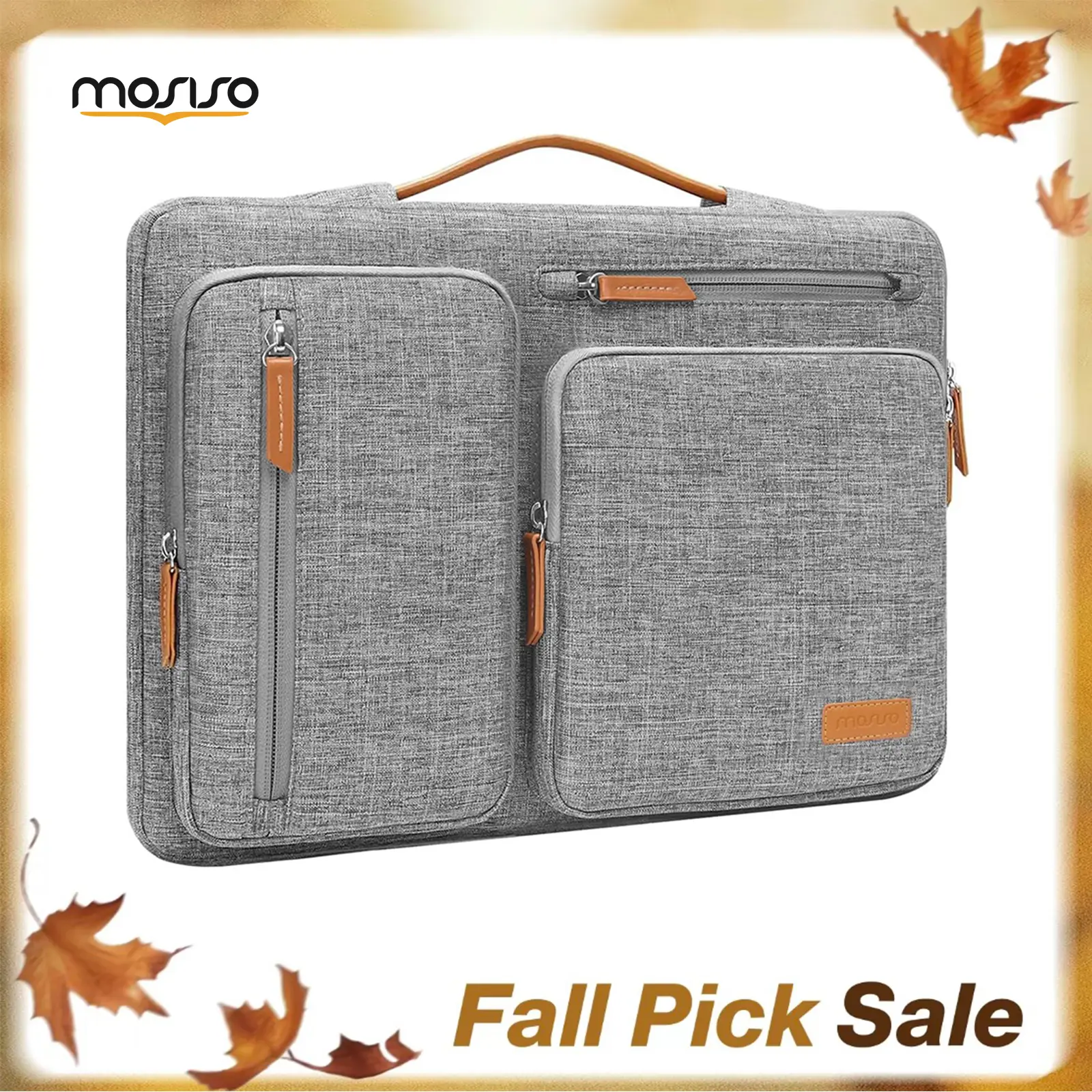 MOSISO 13-17.3 in Anti-Drop Laptop Bag, 360° Protective Laptop Cover & Working Bag - Slim Messenger Case with 4 Zipper Pockets, PU Handle, Adjustable Strap, Side Opening, Shockproof Padding, Trolley Belt - For Office, Daily Commute