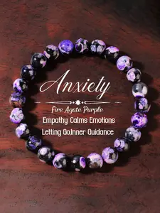 Handmade Fire Agate Beaded Adjustable Bracelet, Anti-Anxiety Protection Jewelry for Men & Women, Fashion Accessory for Daily Wear