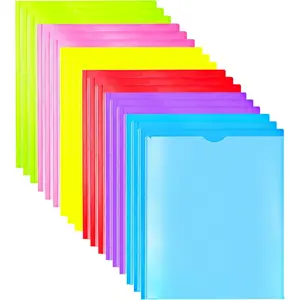 Heavy Duty Folders with Clear Front Pockets, 18 Pack, Extra Thick Plastic Folders with 3 Pockets and 3 Prongs for Letter Size Paper, Assorted Colors for School Work Home Use