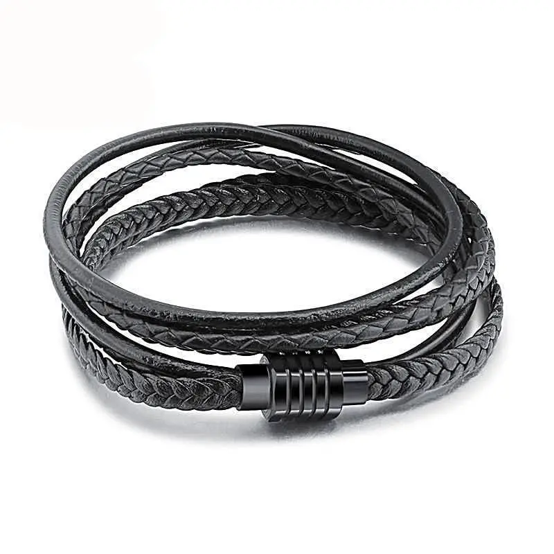 Black Leather Rope Bracelet