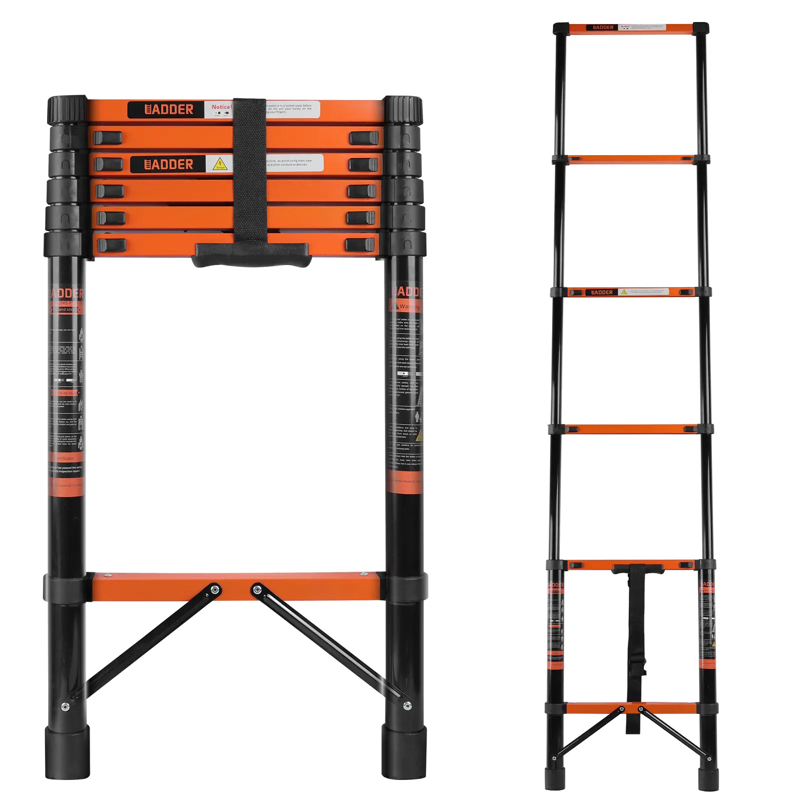 Telescopic Roof Ladder, Heavy-Duty Stainless Steel with Non-Slip Foot Pads, 330 LBS Load Capacity, for RV, Roof & Multi-Scenario Use
