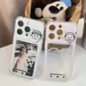 Cute Cartoon-Patterned Card Holder TPU Phone Case - iPhone-Compatible Protector Casing, Handheld Phone Accessories for Women, Personal Use or Gifting