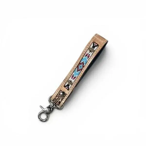 Aztec Tooled Leather Wristlet Strap