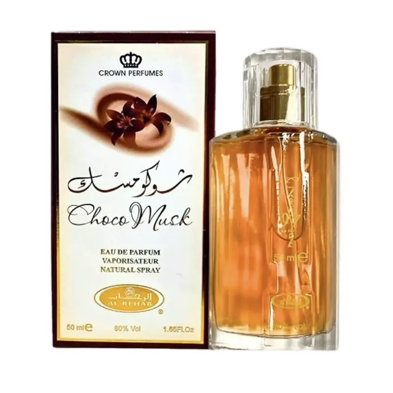 Choco Musk Scented Eau De Parfum Spray - 50ML (1.7 OZ) Liquid Unisex Fragrance with Rose Sandalwood, Vanilla Aroma by Al-Rehab Fragrance