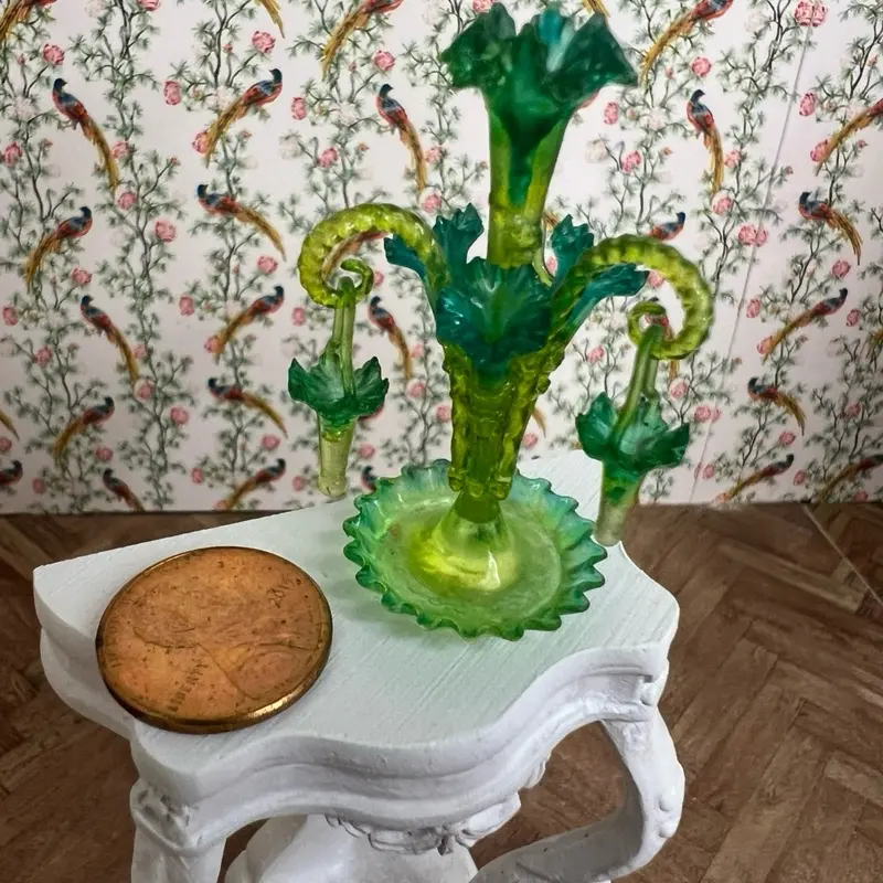Victorian Epergne Miniature Dollhouse - 1:12 Scale, Hand-Painted Resin, Available in Various Colors, Unique Design for Dollhouse Collection