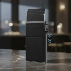 Aluminum Alloy Card Holder Automatic Pop-Up RFID Blocking, Anti-Theft Magnetic Swipe Case, Casual Style for All Seasons