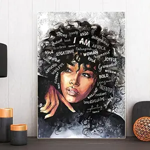 1pc Black Queen Canvas Wall Art African American Poster Black Women Canvas Wall Art Abstract Contemporary Canvas Prints Painting Decoration For Living Room Bedroom Washing Room Children's Room Bathroom Office Home Decoration Home Picture Frameless