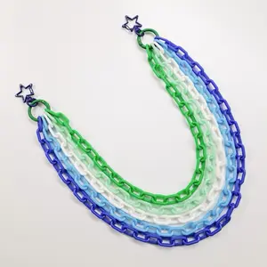 MLM Pride Flag Colors Layered Clip-on Pants Wallet Pocket Chain - Rainbow Kawaii Plastic Chains for LGBTQIA+ Support