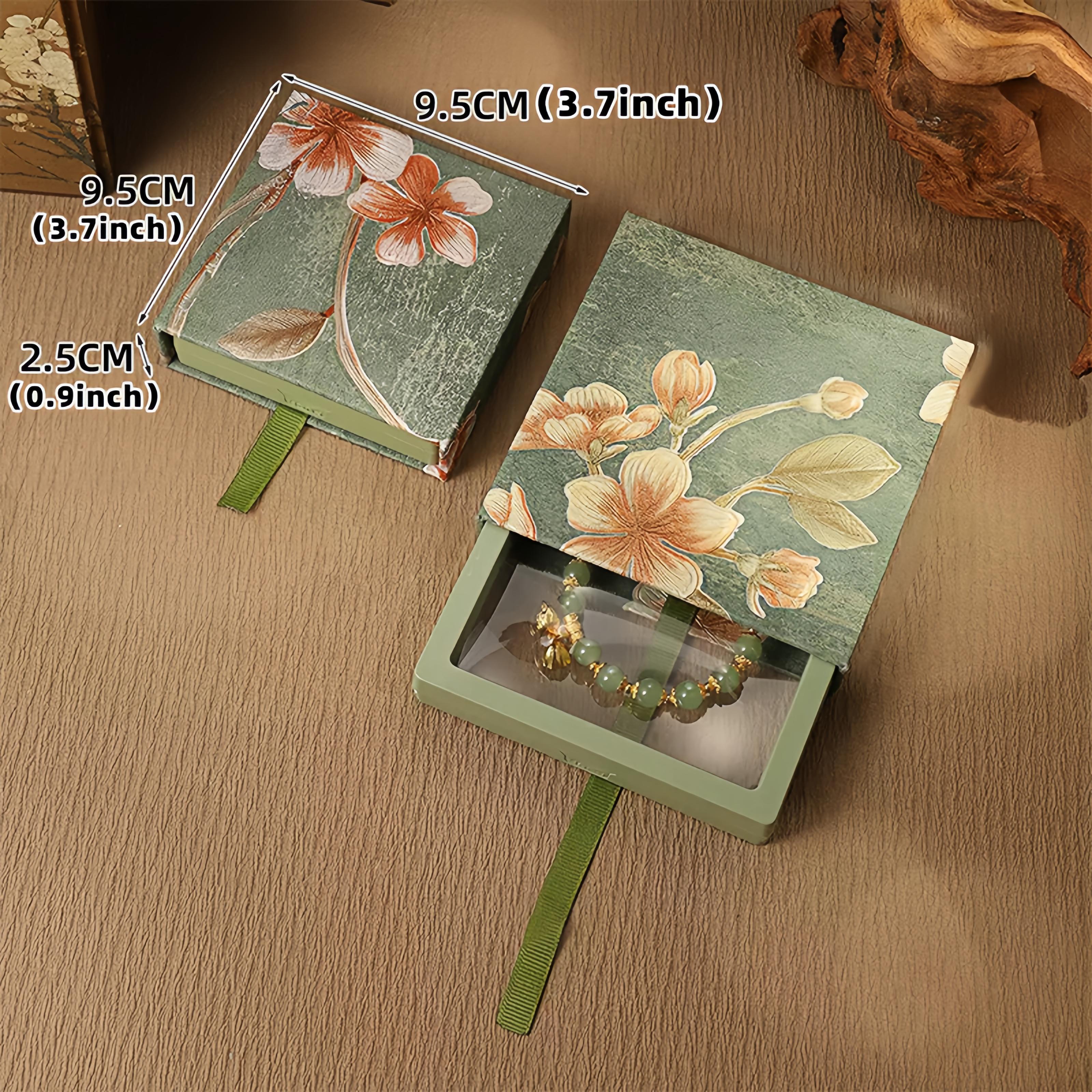 GEMRICH Floral pull-out box, PE film jewelry box, ring anti-oxidation storage box, bracelet floating display box, 3D embossed jewelry box