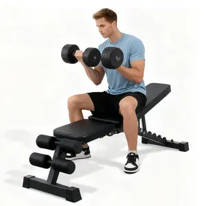 8-in-1 Foldable Workout Bench For Home Gym MultiPurpose Adjustable Utility Stool For Seated Curls foldableworkout strength training bench, Muscle TrainingEquipment, Adjustable Workout Benches, Heavy LoadBarbell Weight Set