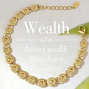 Gold Plated Sunflower Bracelet for Women Dainty Adjustable Chain Minimalist Boho Sun Disc Jewelry Everyday Wear Elegant Accessory