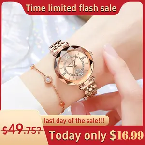 Luxury Waterproof Quartz Watch for Women with Diamond-Cut Glass, Elegant Round Dial, Adjustable Strap-A PerfectGift and Fashion Statement
