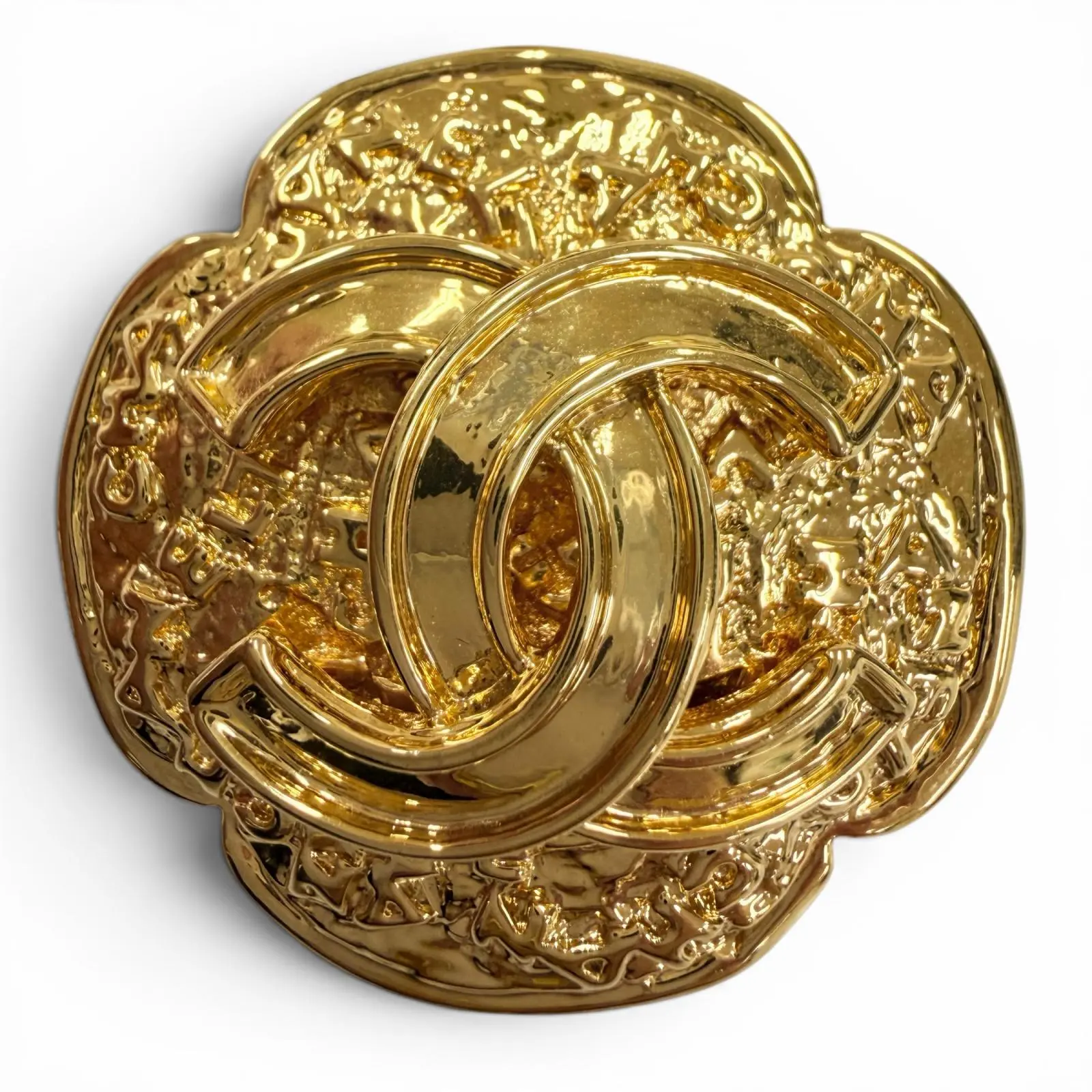 Pre-owned CHANEL Gold-plated Small Leather Goods Flower Brooch