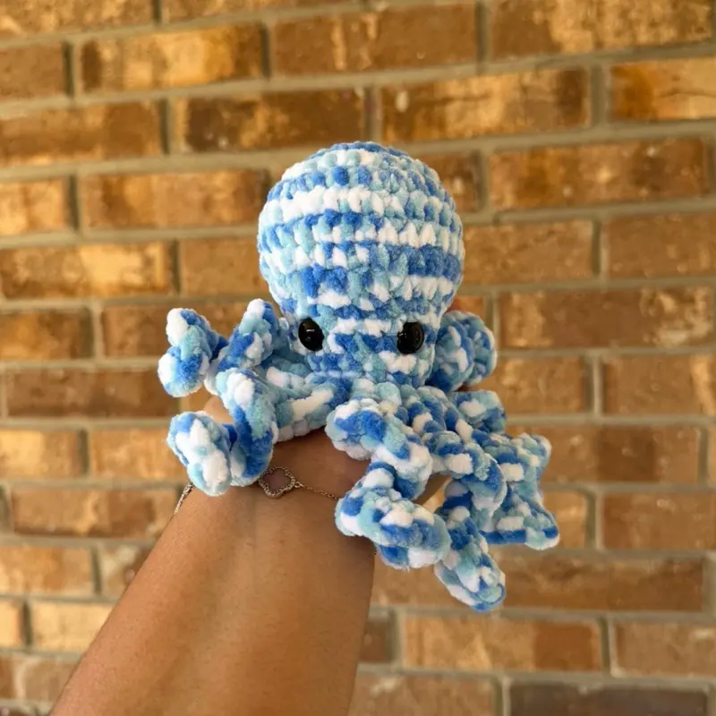 Handmade blue octopus crochet plushie