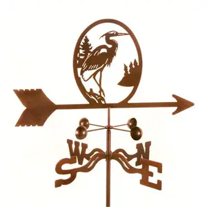 212 MAIN EZ Vane Heron Bird Weathervane - Steel Laser-Cut Bird Motif Metal Build, 25x21x9in Wind Direction Indicator, Outdoor Decor with Post Mount for Outdoor Furniture Set