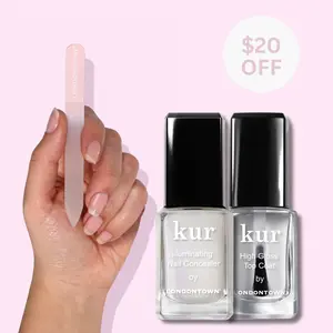 Conceal & Shine Nail Care Bundle – Londontown Illuminating Nail Concealer, High-Gloss Top Coat & Glass File