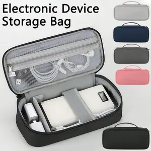 Electronics Organizer Travel Case, Carrying Pouch Bag For Travel Essentials, For Cable, Charging Cord, External Hard Drive, Portable Power Bank(Zipper Random)Storage Case Cable Bag Digital Bag Charger Case For Business,Travel,School,College