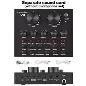 USB Microphone, V8 Audio Digital Sound Card USB External Headset BM-800 Microphone, Live Broadcast Atmosphere Tuner, Audio & Video Accessories